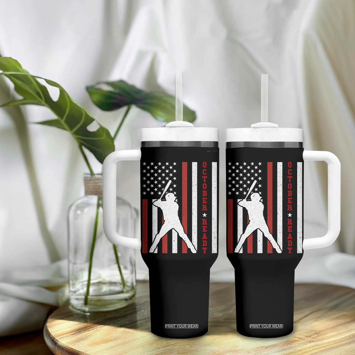 October Ready Tumbler With Handle Cool Distressed Philadelphia Baseball Fan US Flag TS10 Print Your Wear