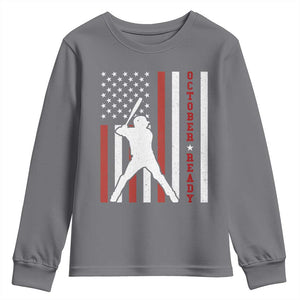October Ready Youth Sweatshirt Cool Distressed Philadelphia Baseball Fan US Flag TS10 Charcoal Print Your Wear