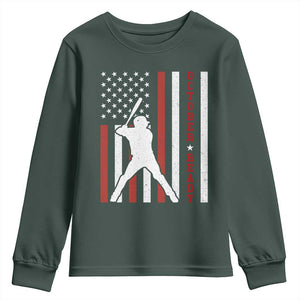 October Ready Youth Sweatshirt Cool Distressed Philadelphia Baseball Fan US Flag TS10 Dark Forest Green Print Your Wear