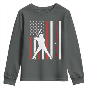 October Ready Youth Sweatshirt Cool Distressed Philadelphia Baseball Fan US Flag TS10 Dark Heather Print Your Wear