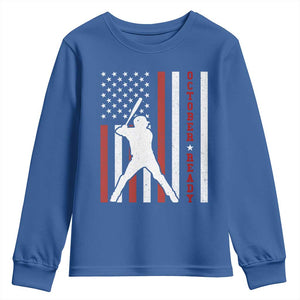 October Ready Youth Sweatshirt Cool Distressed Philadelphia Baseball Fan US Flag TS10 Royal Blue Print Your Wear