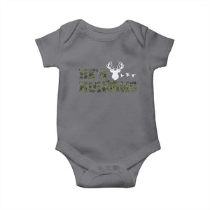 He Is Hunting Baby Onesie Camo Deer Hunters Girlfriend Wife Hunting Season TS10 Charcoal Print Your Wear