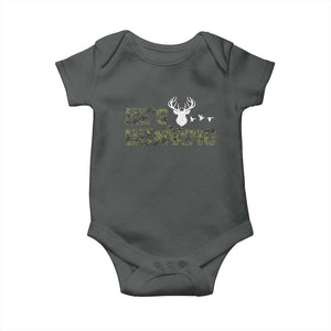 He Is Hunting Baby Onesie Camo Deer Hunters Girlfriend Wife Hunting Season TS10 Dark Heather Print Your Wear