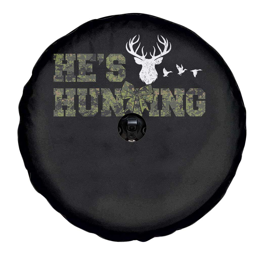 He Is Hunting Spare Tire Cover Camo Deer Hunters Girlfriend Wife Hunting Season TS10 Print Your Wear