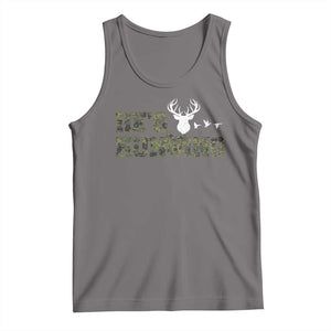 He Is Hunting Tank Top Camo Deer Hunters Girlfriend Wife Hunting Season TS10 Deep Heather Print Your Wear