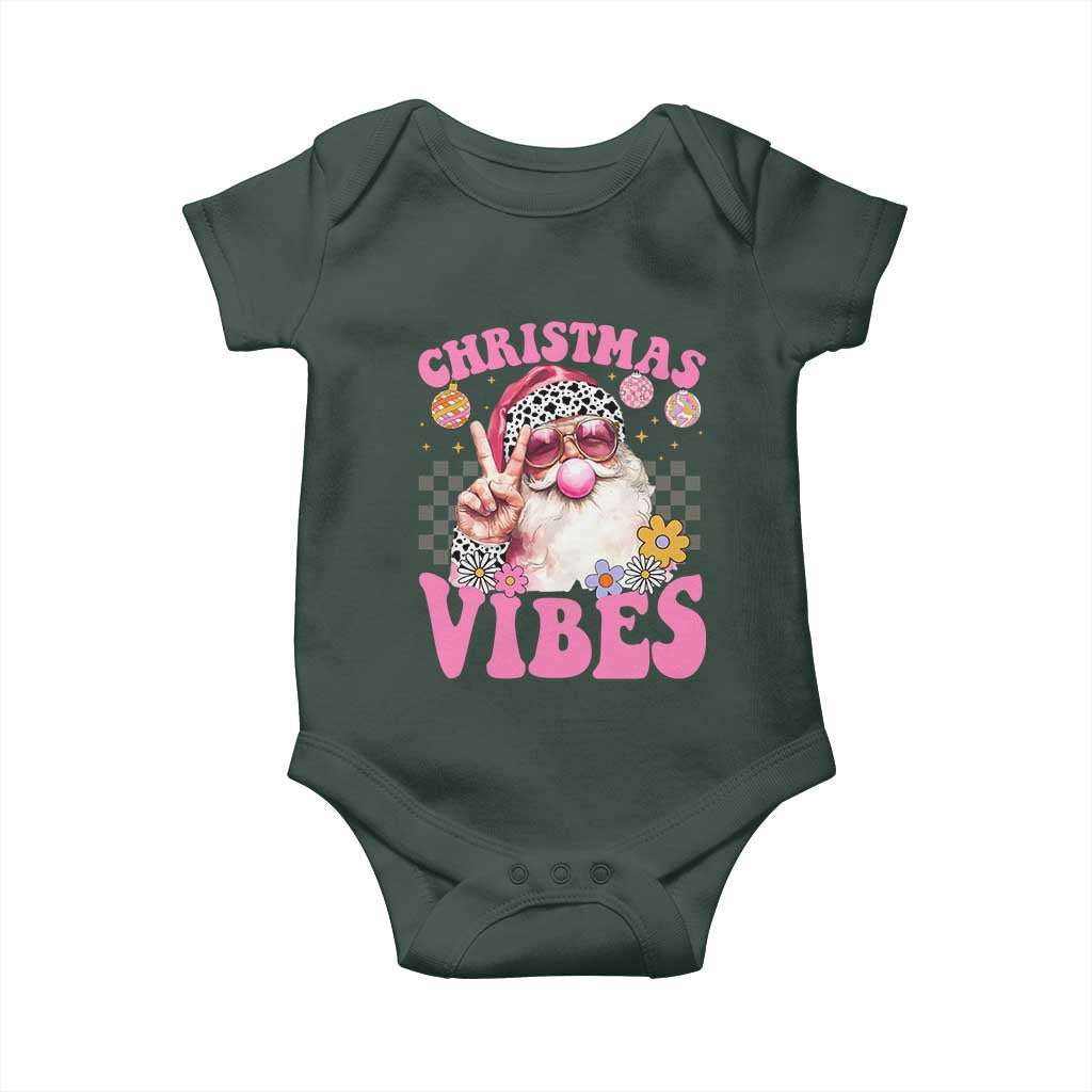 Retro Christmas Santa Baby Onesie Pink Xmas Vibes Groovy Santa Claus Womens Kids Girls Gifts TS10 Print Your Wear