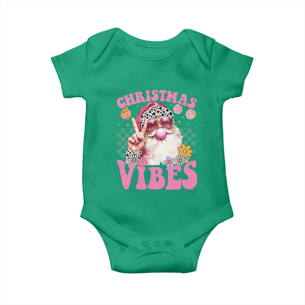 Retro Christmas Santa Baby Onesie Pink Xmas Vibes Groovy Santa Claus Womens Kids Girls Gifts TS10 Irish Green Print Your Wear