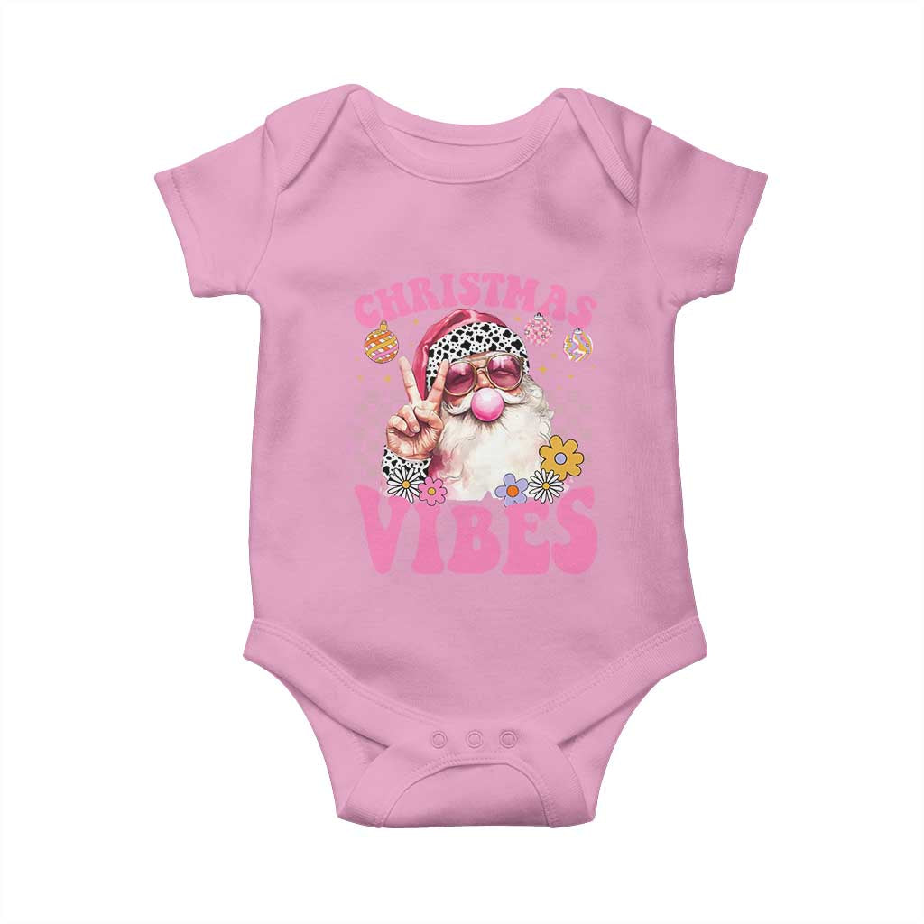 Retro Christmas Santa Baby Onesie Pink Xmas Vibes Groovy Santa Claus Womens Kids Girls Gifts TS10 Light Pink Print Your Wear