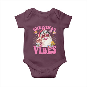 Retro Christmas Santa Baby Onesie Pink Xmas Vibes Groovy Santa Claus Womens Kids Girls Gifts TS10 Maroon Print Your Wear