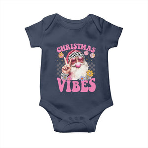 Retro Christmas Santa Baby Onesie Pink Xmas Vibes Groovy Santa Claus Womens Kids Girls Gifts TS10 Navy Print Your Wear