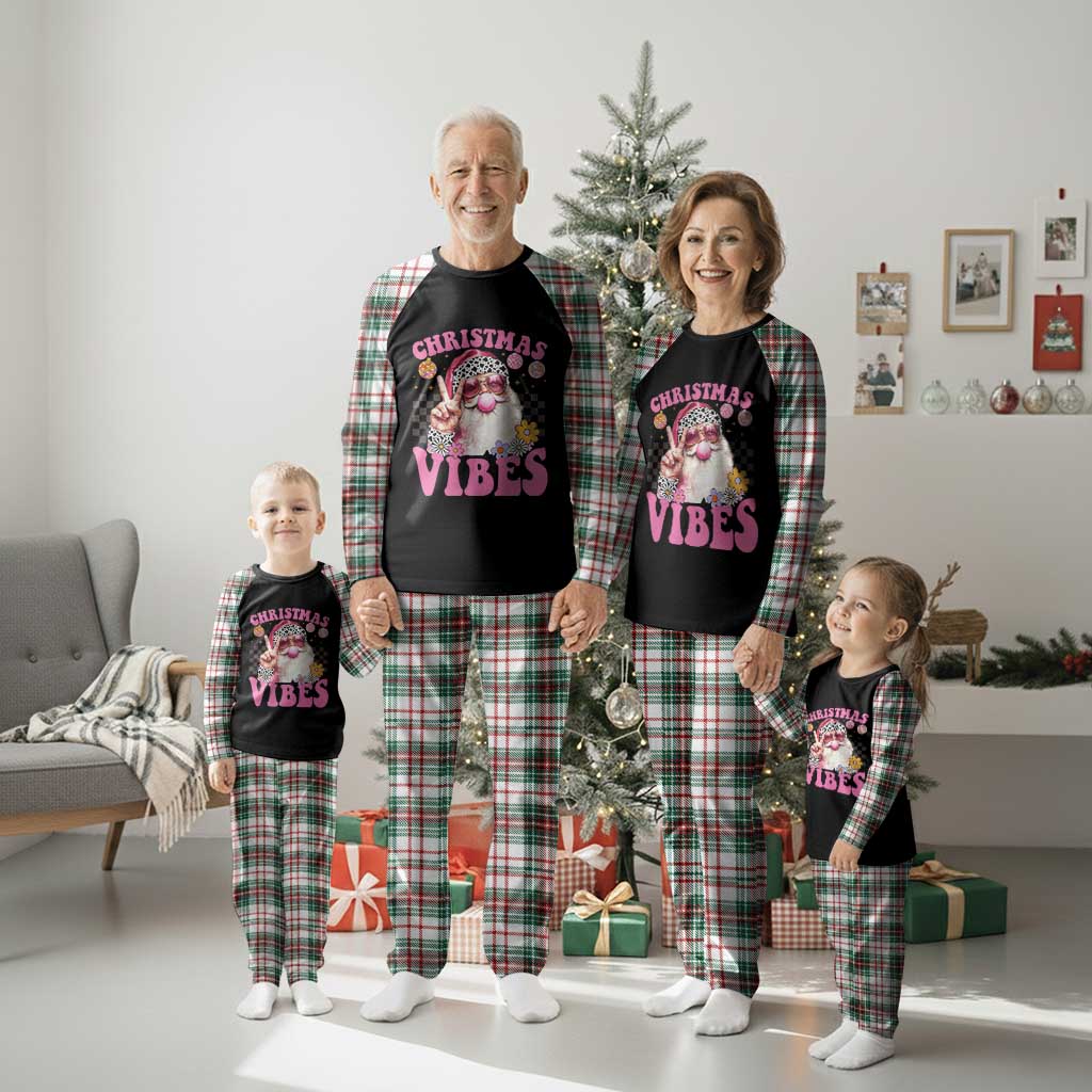 Retro Santa Plaid Pajama Set Pink Xmas Vibes Groovy Santa Claus Womens Kids Girls Gifts TS10 Christmas Plaid Print Your Wear