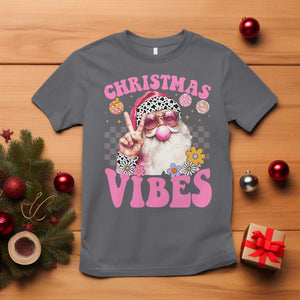 Retro Christmas Santa T Shirt Pink Xmas Vibes Groovy Santa Claus Womens Kids Girls Gifts TS10 Charcoal Print Your Wear