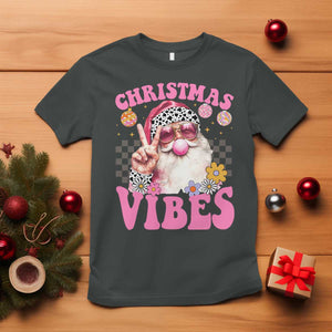 Retro Christmas Santa T Shirt Pink Xmas Vibes Groovy Santa Claus Womens Kids Girls Gifts TS10 Dark Heather Print Your Wear