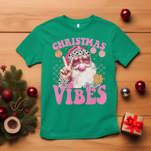 Retro Christmas Santa T Shirt Pink Xmas Vibes Groovy Santa Claus Womens Kids Girls Gifts TS10 Irish Green Print Your Wear