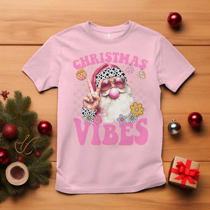 Retro Christmas Santa T Shirt Pink Xmas Vibes Groovy Santa Claus Womens Kids Girls Gifts TS10 Light Pink Print Your Wear