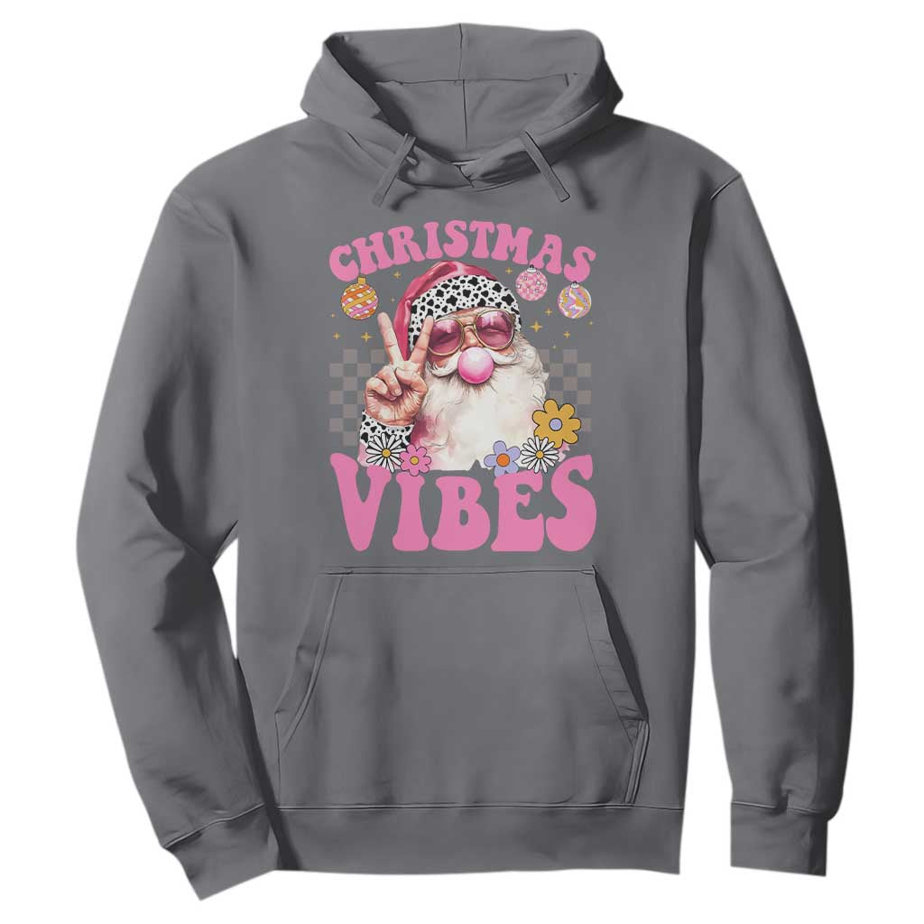 Retro Christmas Santa Hoodie Pink Xmas Vibes Groovy Santa Claus Womens Kids Girls Gifts TS10 Charcoal Print Your Wear