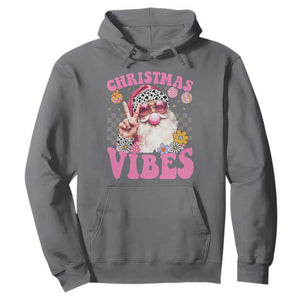 Retro Christmas Santa Hoodie Pink Xmas Vibes Groovy Santa Claus Womens Kids Girls Gifts TS10 Charcoal Print Your Wear