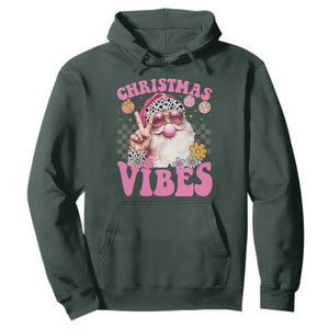 Retro Christmas Santa Hoodie Pink Xmas Vibes Groovy Santa Claus Womens Kids Girls Gifts TS10 Dark Forest Green Print Your Wear