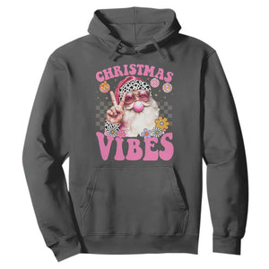Retro Christmas Santa Hoodie Pink Xmas Vibes Groovy Santa Claus Womens Kids Girls Gifts TS10 Dark Heather Print Your Wear