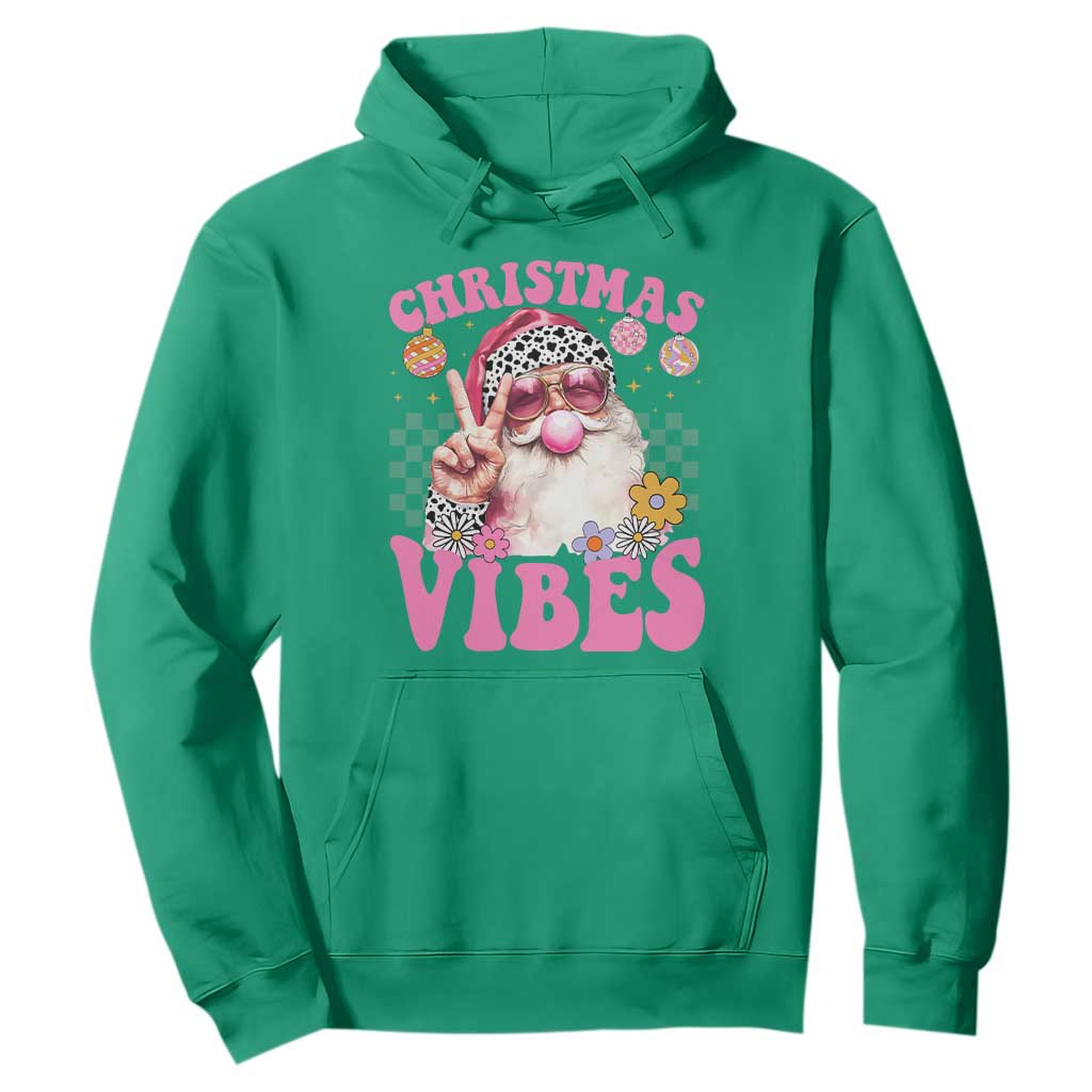 Retro Christmas Santa Hoodie Pink Xmas Vibes Groovy Santa Claus Womens Kids Girls Gifts TS10 Irish Green Print Your Wear