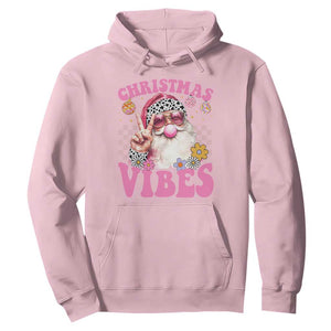 Retro Christmas Santa Hoodie Pink Xmas Vibes Groovy Santa Claus Womens Kids Girls Gifts TS10 Light Pink Print Your Wear
