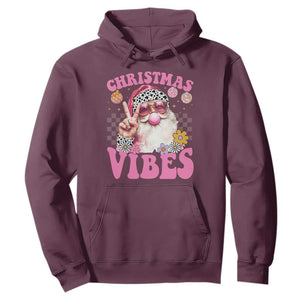 Retro Christmas Santa Hoodie Pink Xmas Vibes Groovy Santa Claus Womens Kids Girls Gifts TS10 Maroon Print Your Wear