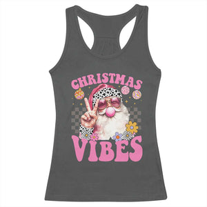 Retro Christmas Santa Racerback Tank Top Pink Xmas Vibes Groovy Santa Claus Womens Kids Girls Gifts TS10 Dark Heather Print Your Wear