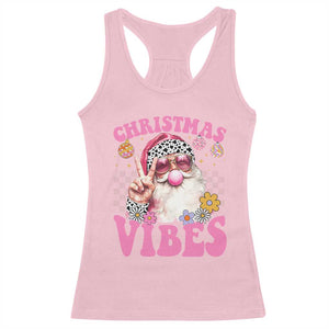 Retro Christmas Santa Racerback Tank Top Pink Xmas Vibes Groovy Santa Claus Womens Kids Girls Gifts TS10 Light Pink Print Your Wear