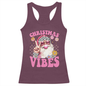 Retro Christmas Santa Racerback Tank Top Pink Xmas Vibes Groovy Santa Claus Womens Kids Girls Gifts TS10 Maroon Print Your Wear