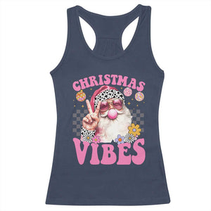Retro Christmas Santa Racerback Tank Top Pink Xmas Vibes Groovy Santa Claus Womens Kids Girls Gifts TS10 Navy Print Your Wear