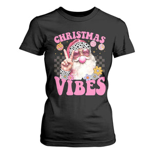 Retro Christmas Santa T Shirt For Women Pink Xmas Vibes Groovy Santa Claus Womens Kids Girls Gifts TS10 Black Print Your Wear