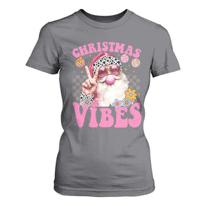 Retro Christmas Santa T Shirt For Women Pink Xmas Vibes Groovy Santa Claus Womens Kids Girls Gifts TS10 Charcoal Print Your Wear