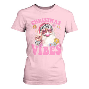 Retro Christmas Santa T Shirt For Women Pink Xmas Vibes Groovy Santa Claus Womens Kids Girls Gifts TS10 Light Pink Print Your Wear