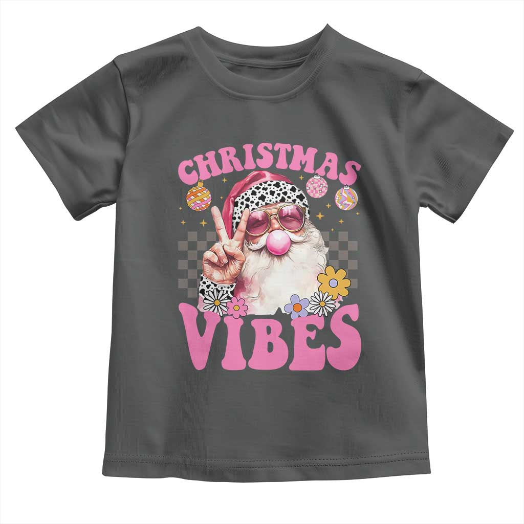 Retro Christmas Santa Toddler T Shirt Pink Xmas Vibes Groovy Santa Claus Womens Kids Girls Gifts TS10 Dark Heather Print Your Wear