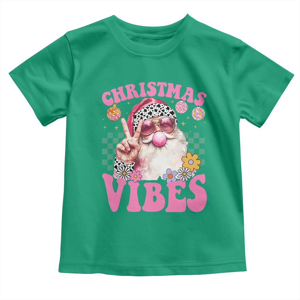 Retro Christmas Santa Toddler T Shirt Pink Xmas Vibes Groovy Santa Claus Womens Kids Girls Gifts TS10 Irish Green Print Your Wear