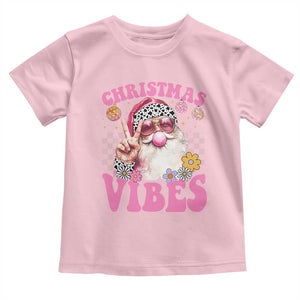 Retro Christmas Santa Toddler T Shirt Pink Xmas Vibes Groovy Santa Claus Womens Kids Girls Gifts TS10 Light Pink Print Your Wear
