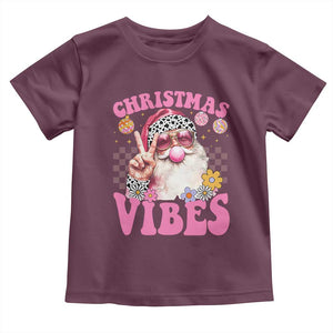 Retro Christmas Santa Toddler T Shirt Pink Xmas Vibes Groovy Santa Claus Womens Kids Girls Gifts TS10 Maroon Print Your Wear