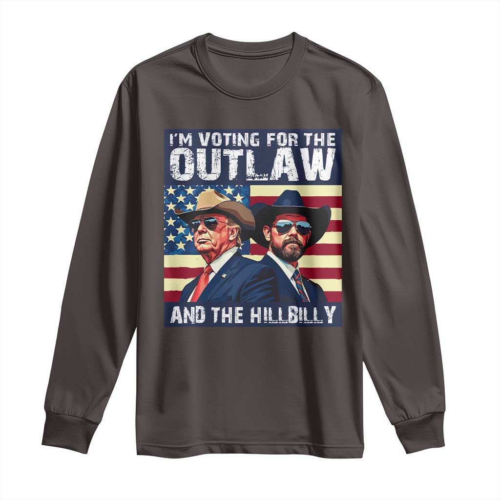Trump Vance '24 Long Sleeve Shirt Vintage 2024 Flag Outlaw Hillbilly TS10 Dark Chocolate Print Your Wear
