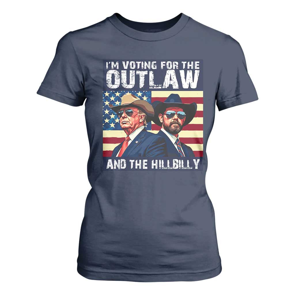 Trump Vance '24 T Shirt For Women Vintage 2024 Flag Outlaw Hillbilly TS10 Navy Print Your Wear