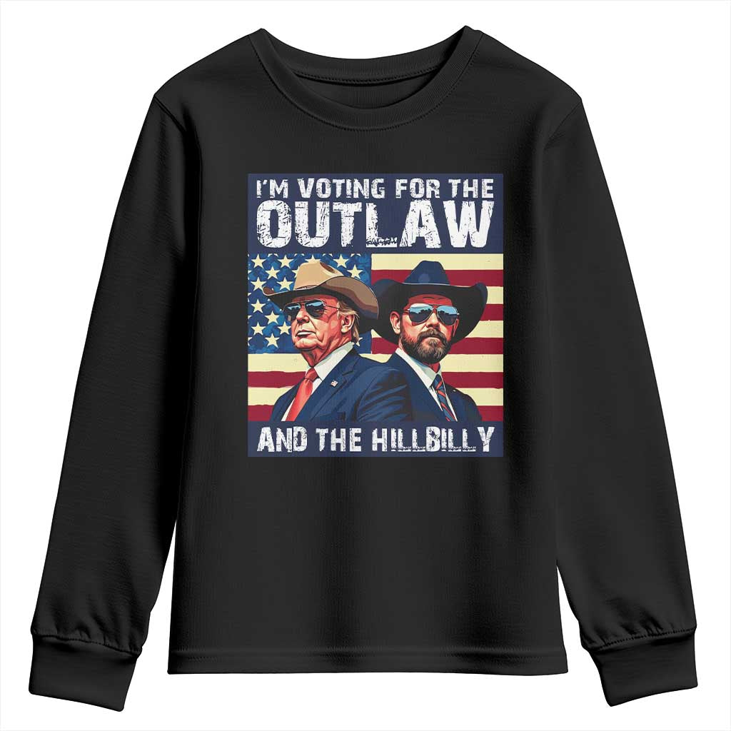 Trump Vance '24 Youth Sweatshirt Vintage 2024 Flag Outlaw Hillbilly TS10 Black Print Your Wear
