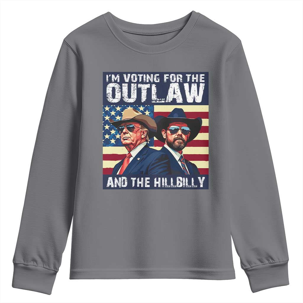 Trump Vance '24 Youth Sweatshirt Vintage 2024 Flag Outlaw Hillbilly TS10 Charcoal Print Your Wear