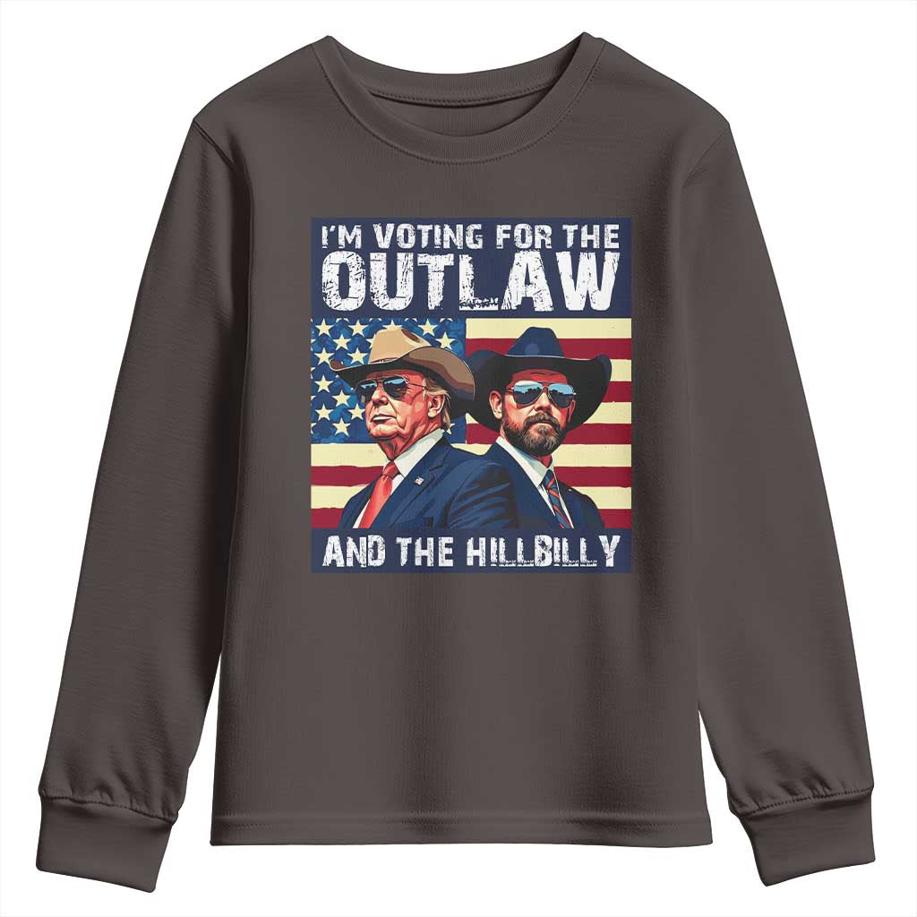 Trump Vance '24 Youth Sweatshirt Vintage 2024 Flag Outlaw Hillbilly TS10 Dark Chocolate Print Your Wear