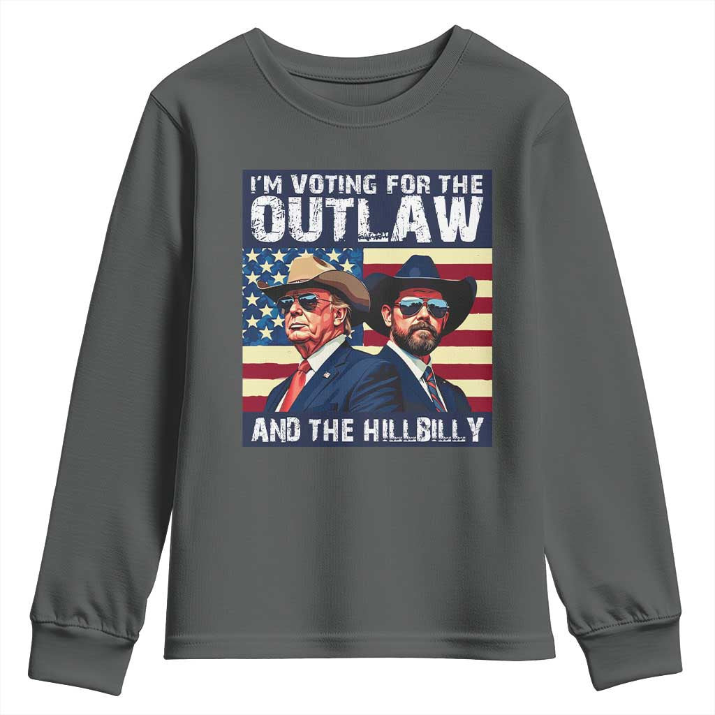 Trump Vance '24 Youth Sweatshirt Vintage 2024 Flag Outlaw Hillbilly TS10 Dark Heather Print Your Wear