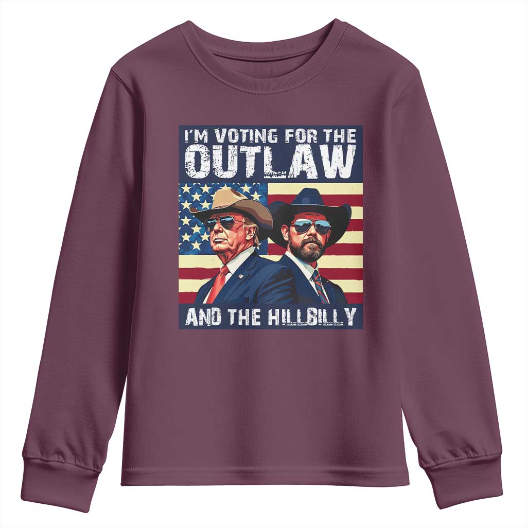 Trump Vance '24 Youth Sweatshirt Vintage 2024 Flag Outlaw Hillbilly TS10 Maroon Print Your Wear