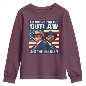 Trump Vance '24 Youth Sweatshirt Vintage 2024 Flag Outlaw Hillbilly TS10 Maroon Print Your Wear