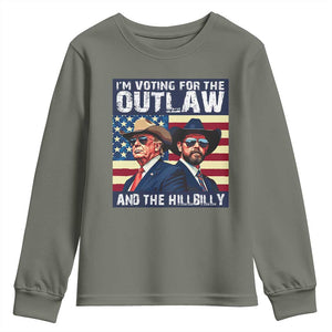 Trump Vance '24 Youth Sweatshirt Vintage 2024 Flag Outlaw Hillbilly TS10 Military Green Print Your Wear