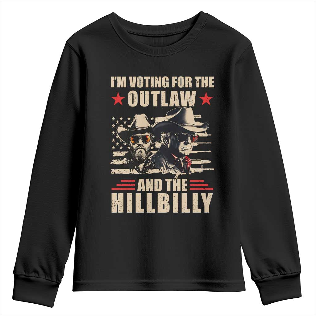 Trump Vance 2024 Youth Sweatshirt Vintage Flag Outlaw Hillbilly '24 TS10 Black Print Your Wear