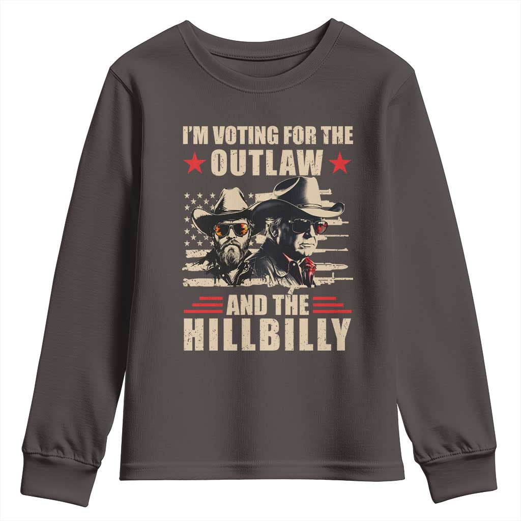Trump Vance 2024 Youth Sweatshirt Vintage Flag Outlaw Hillbilly '24 TS10 Dark Chocolate Print Your Wear