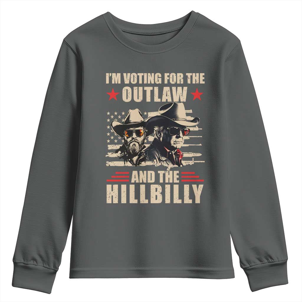 Trump Vance 2024 Youth Sweatshirt Vintage Flag Outlaw Hillbilly '24 TS10 Dark Heather Print Your Wear