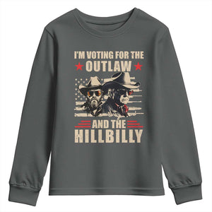 Trump Vance 2024 Youth Sweatshirt Vintage Flag Outlaw Hillbilly '24 TS10 Dark Heather Print Your Wear